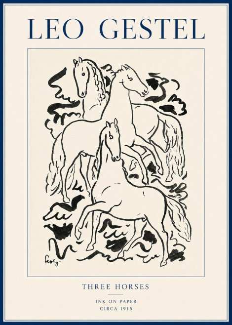Leo Gestel Three Horses No6 - Affiche