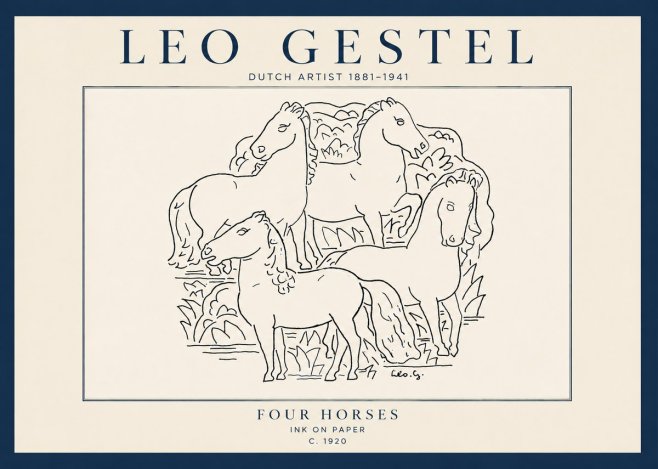 Leo Gestel Four Horses No5 - Affiche