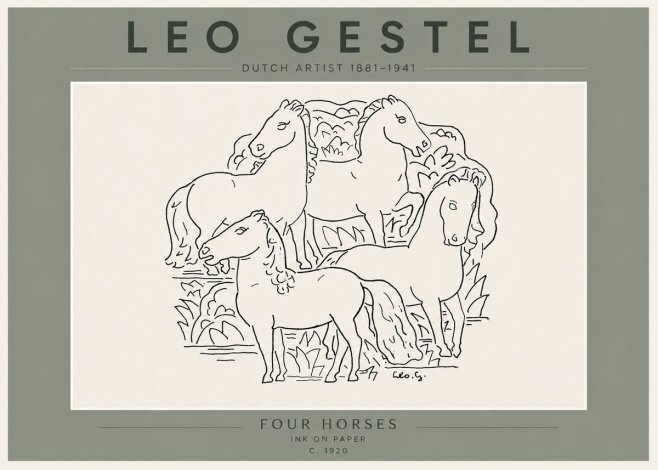 Leo Gestel Four Horses No6 - Affiche