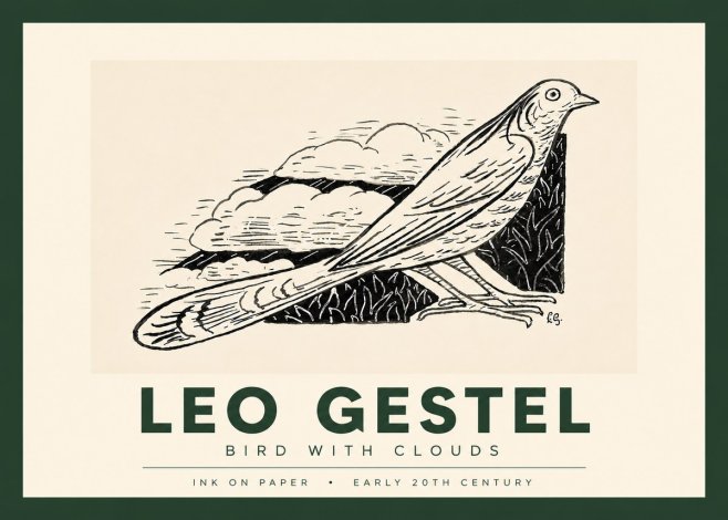 Leo Gestel Bird with Clouds No4 - Affiche