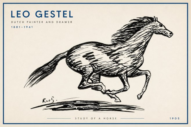 Leo Gestel Study of a Horse No3 - Affiche