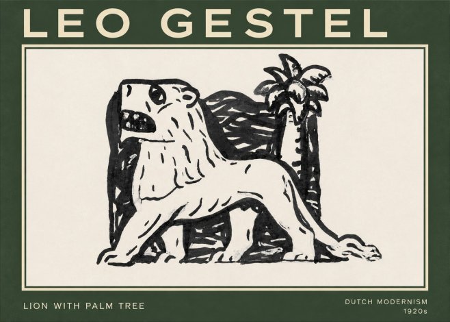 Leo Gestel Lion with Palm Tree No3 - Affiche