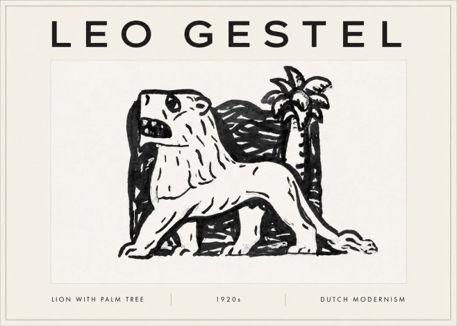 Leo Gestel Lion with Palm Tree No5 - Affiche