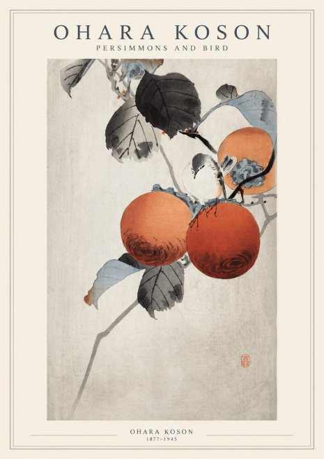 Ohara Koson Persimmons and Bird No1 - Affiche