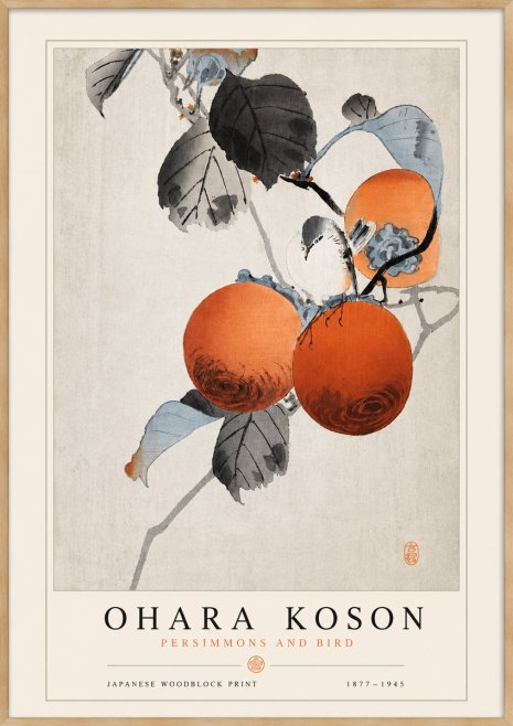 Ohara Koson Persimmons and Bird No5 - Affiche