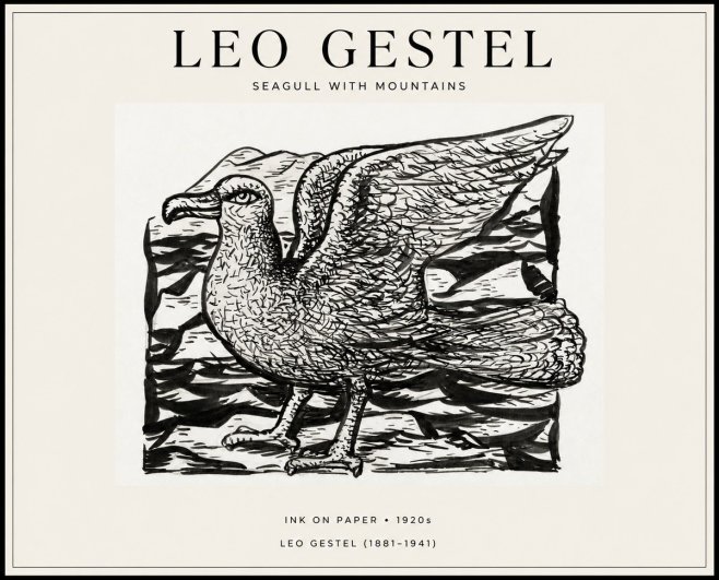 Leo Gestel Seagull with Mountains No1 - Affiche