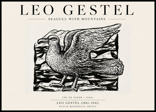 Leo Gestel Seagull with Mountains No6 - Affiche