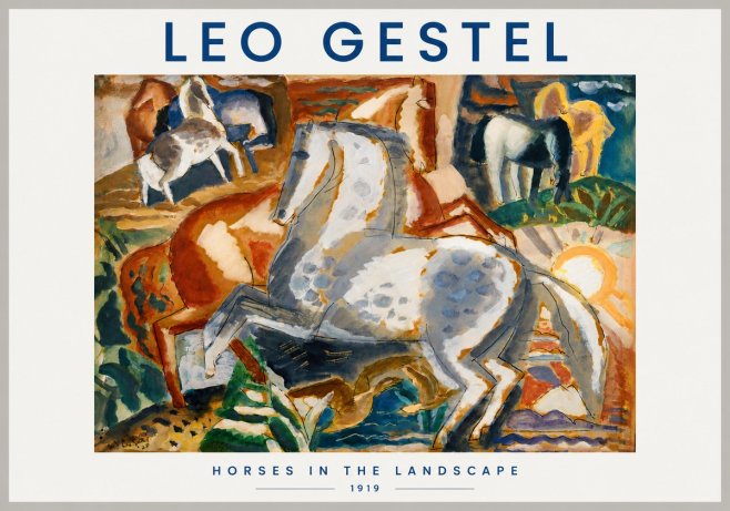 Leo Gestel Horses in the Landscape No3 - Affiche