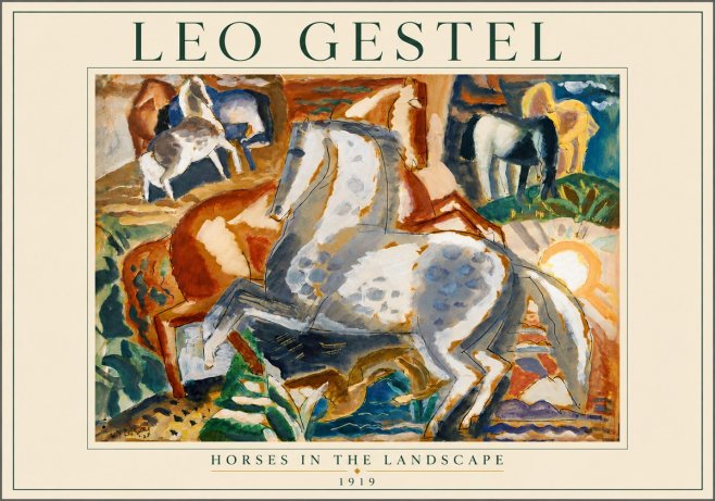 Leo Gestel Horses in the Landscape No4 - Affiche