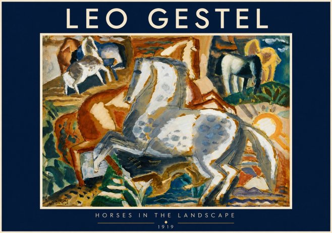 Leo Gestel Horses in the Landscape No5 - Affiche
