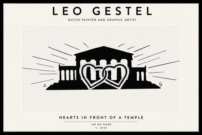Leo Gestel Hearts in Front of a Temple No1 - Affiche