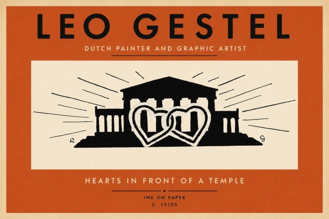Leo Gestel Hearts in Front of a Temple No2 - Affiche