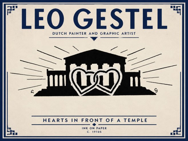 Leo Gestel Hearts in Front of a Temple No3 - Affiche
