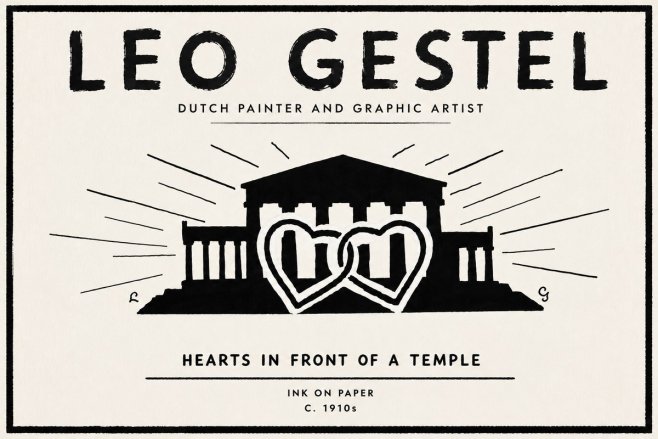 Leo Gestel Hearts in Front of a Temple No6 - Affiche