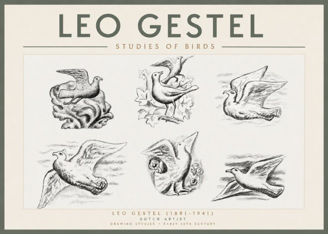 Leo Gestel Studies of Birds No3 - Affiche