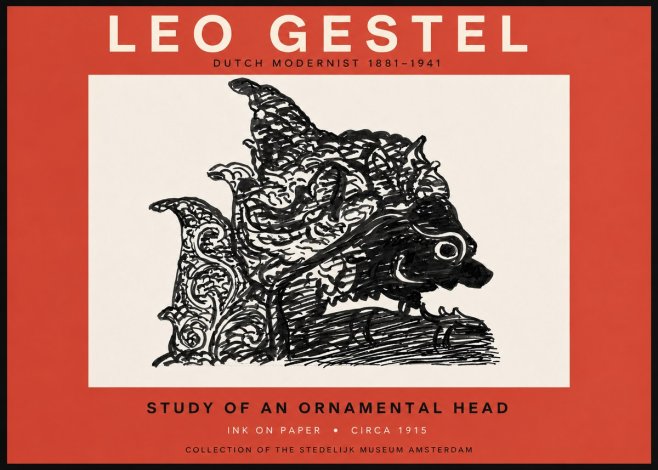 Leo Gestel Study of an Ornamental Head No6 - Affiche