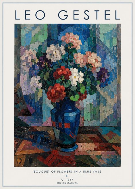 Leo Gestel Bouquet of Flowers in a Blue Vase No6 - Affiche