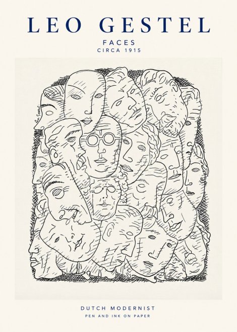 Leo Gestel Heads Ink Drawing No2 - Affiche