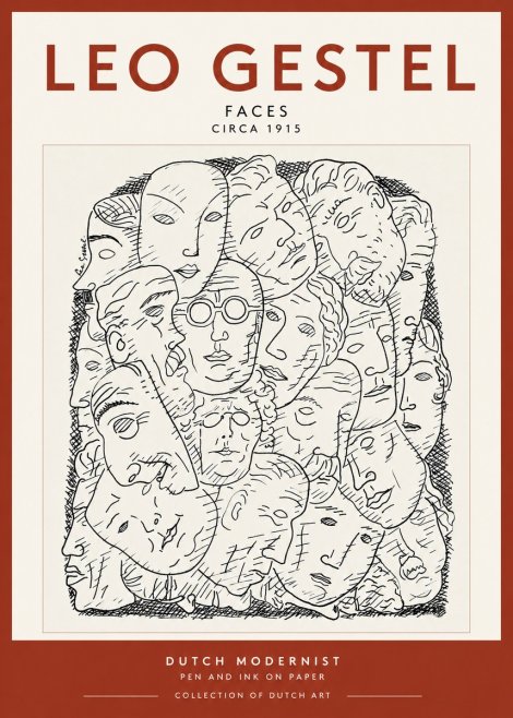 Leo Gestel Heads Ink Drawing No3 - Affiche