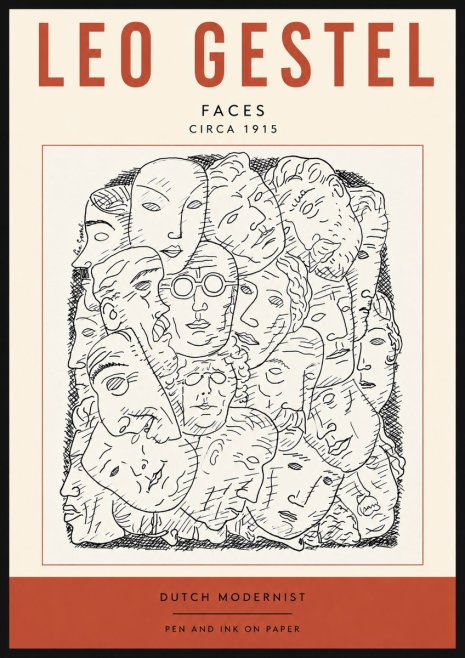 Leo Gestel Heads Ink Drawing No5 - Affiche