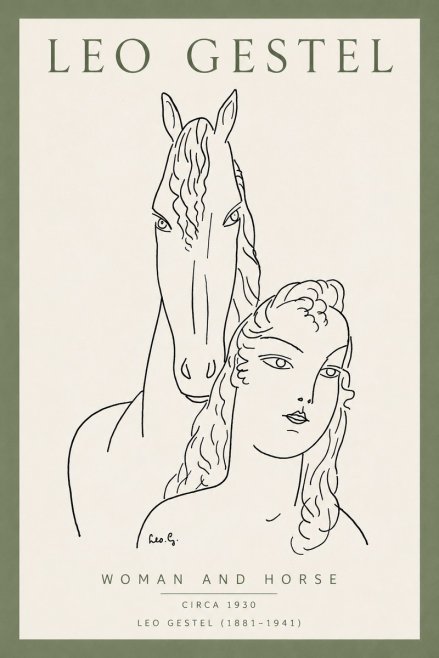 Leo Gestel Woman and Horse No4 - Affiche