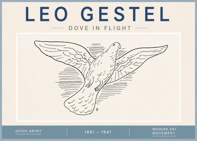 Leo Gestel Dove in Flight No4 - Affiche