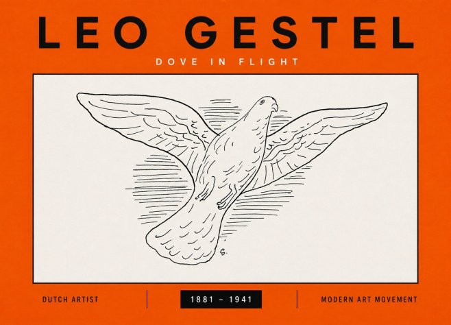 Leo Gestel Dove in Flight No5 - Affiche