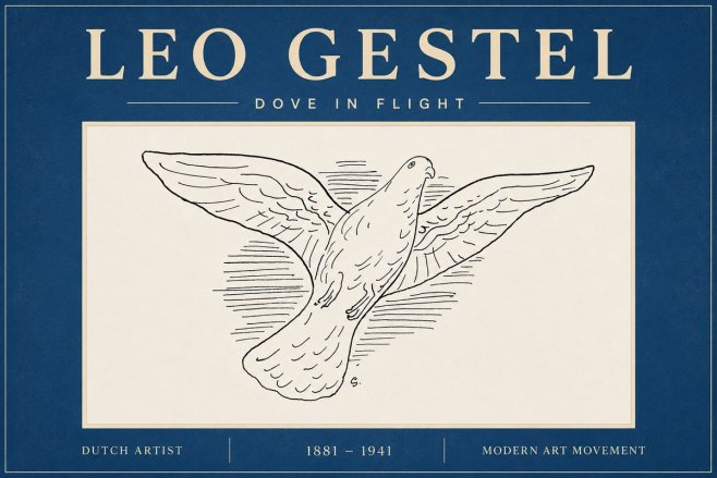 Leo Gestel Dove in Flight No6 - Affiche