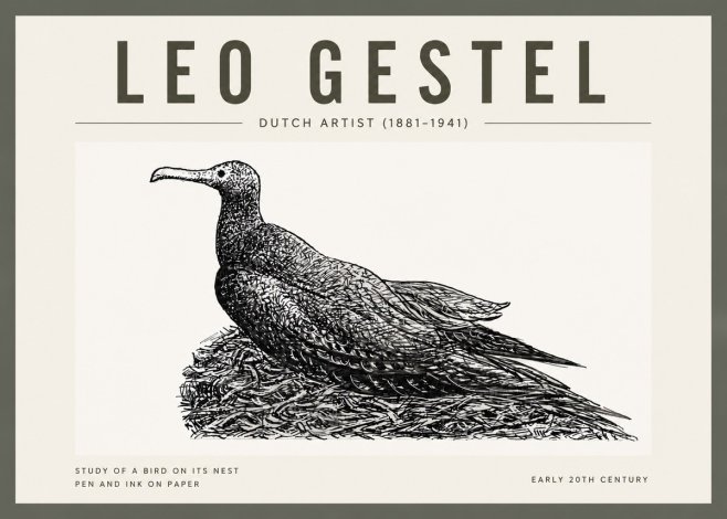 Leo Gestel Study of a Bird on Its Nest No4 - Affiche