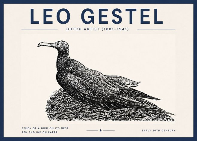 Leo Gestel Study of a Bird on Its Nest No6 - Affiche