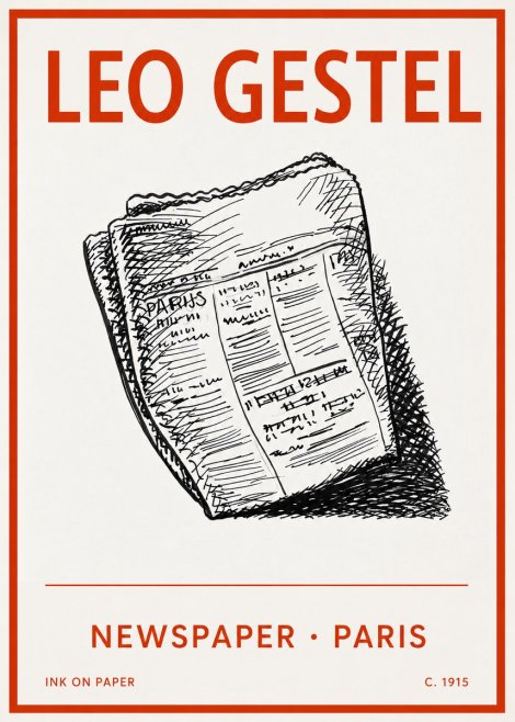 Leo Gestel Newspaper - Paris No2 - Affiche