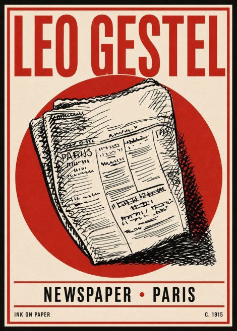 Leo Gestel Newspaper - Paris No4 - Affiche