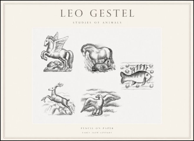 Leo Gestel Studies of Animals No1 - Affiche