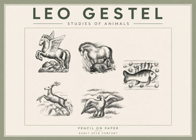 Leo Gestel Studies of Animals No3 - Affiche