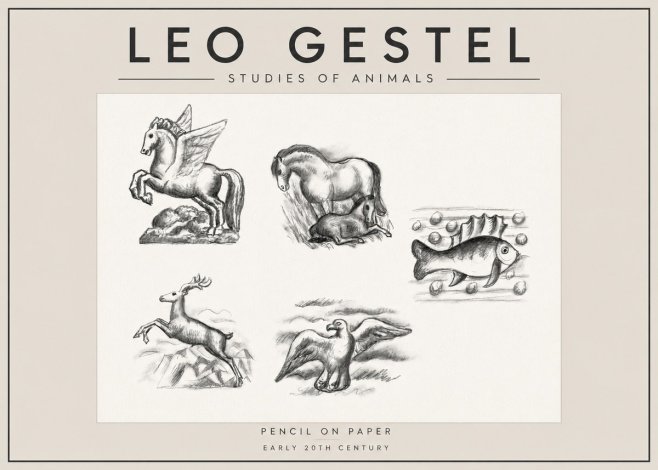 Leo Gestel Studies of Animals No4 - Affiche