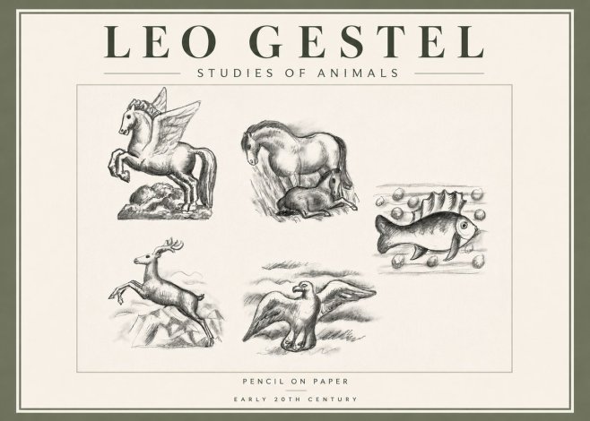 Leo Gestel Studies of Animals No5 - Affiche