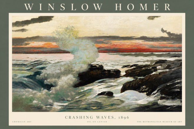 Winslow Homer Crashing Waves, 1896 No4 - Affiche