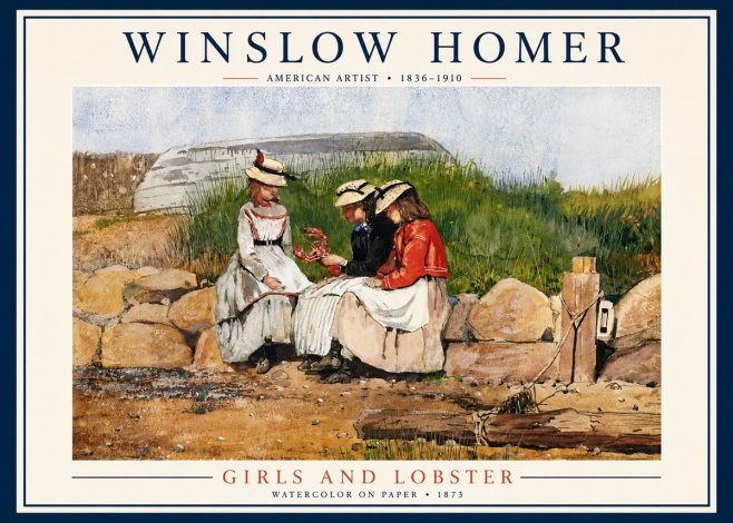 Winslow Homer Girls and Lobster No3 - Affiche