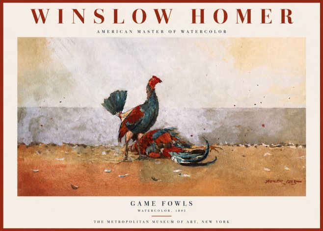 Winslow Homer Game Fowls No2 - Affiche