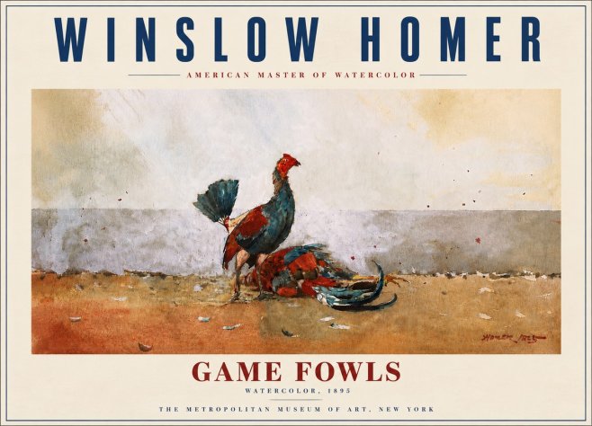 Winslow Homer Game Fowls No6 - Affiche