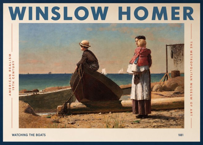 Winslow Homer Watching the Boats, 1881 No2 - Affiche