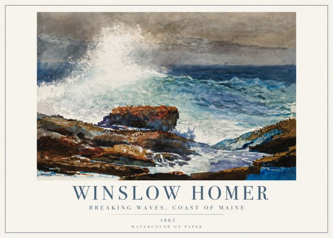 Winslow Homer Breaking Waves, Coast of Maine No4 - Affiche