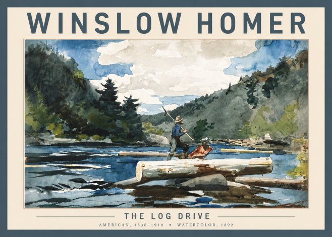 Winslow Homer The Log Drive No4 - Affiche