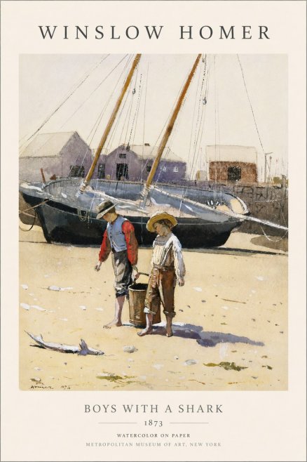Winslow Homer Boys with a Shark No1 - Affiche