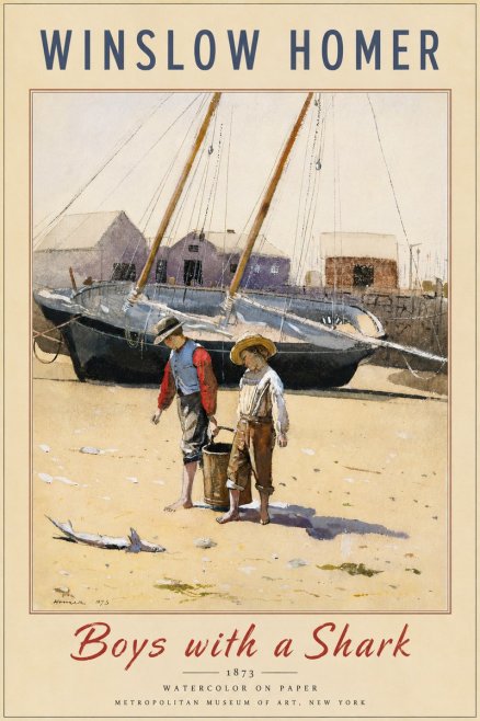 Winslow Homer Boys with a Shark No2 - Affiche