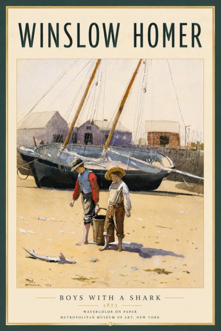 Winslow Homer Boys with a Shark No4 - Affiche