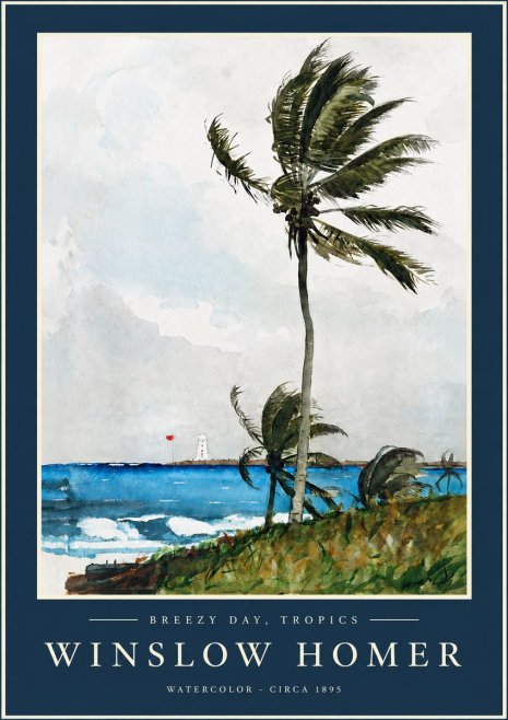 Winslow Homer Breezy Day, Tropics No2 - Affiche