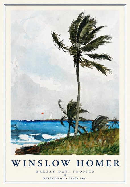 Winslow Homer Breezy Day, Tropics No4 - Affiche