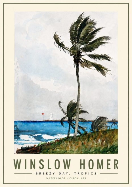Winslow Homer Breezy Day, Tropics No5 - Affiche