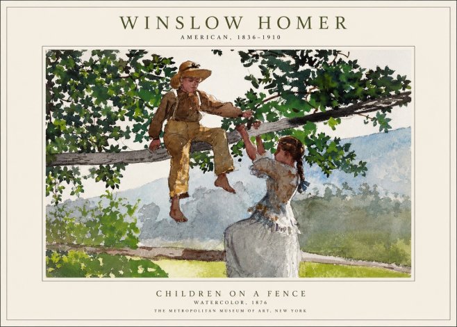 Winslow Homer Children on a Fence No1 - Affiche